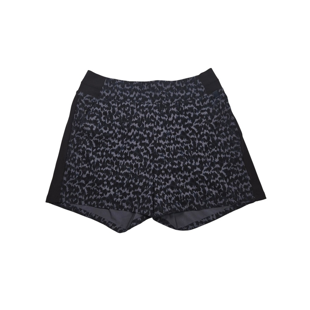 Athleta Brooklyn Printed Shorts Women Size 4 Blue Black Excellent Leopard Print